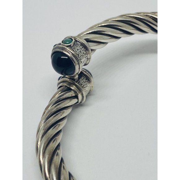 GSJ BLACK ONYX Color Stones Sterling Silver 925 Renaissance STYLE 28.9 Grams 7MM - Picture 7 of 8